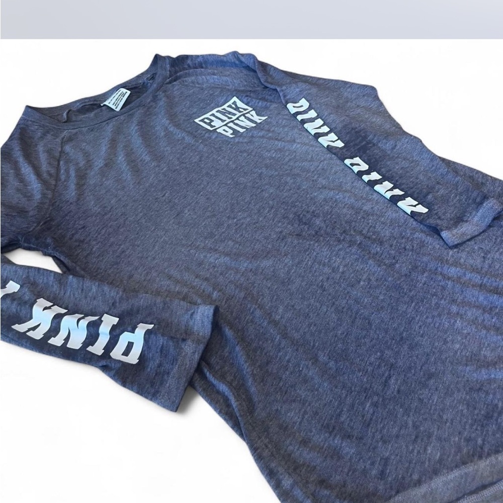 Comfy PINK Victoria's Secret blue thin long sleeve top